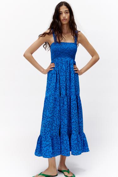 プリント柄ワンピース 濃青 Zara Japan 日本 プリント柄ワンピース 濃青 Zara Japan 日本