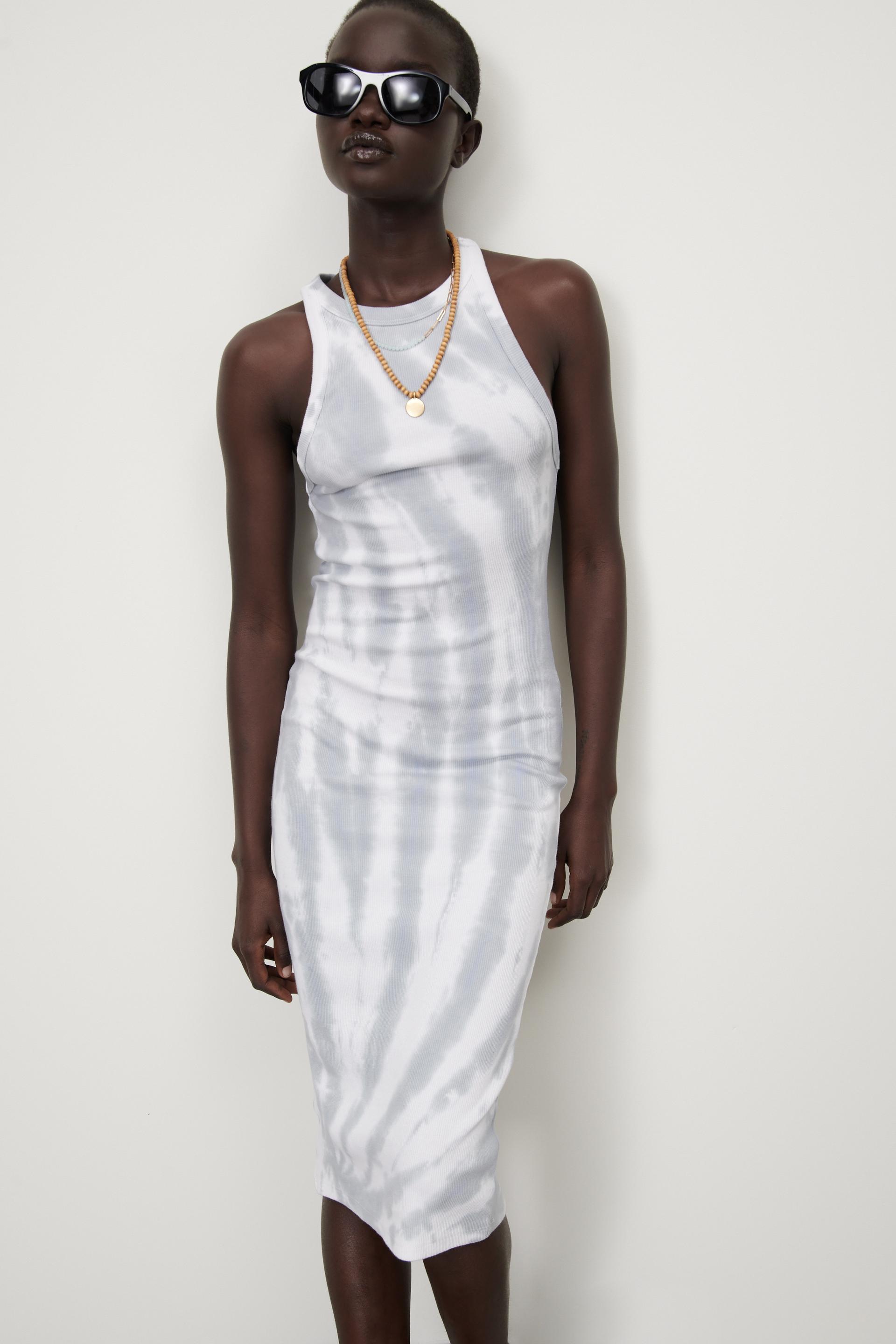 タイダイ柄ワンピース ホワイト グレー Zara Japan 日本 タイダイ柄ワンピース ホワイト グレー Zara Japan 日本