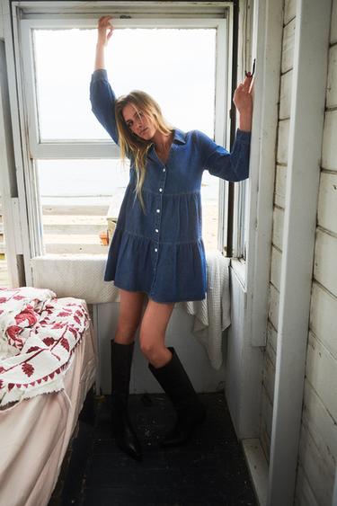 パネル デニム ワンピース ミディアムブルー Zara Japan 日本 パネル デニム ワンピース ミディアムブルー Zara Japan 日本