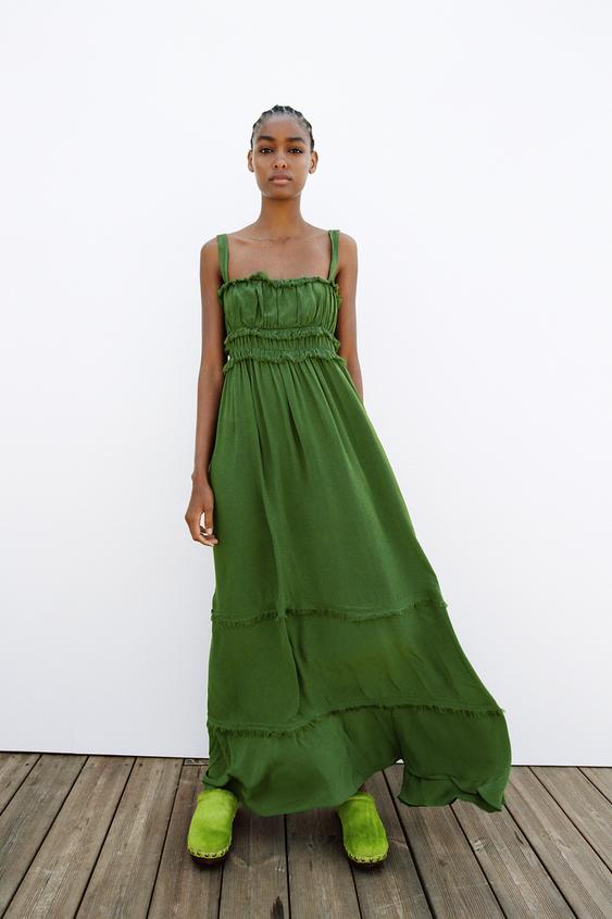 Zara green flowing dress Clearance