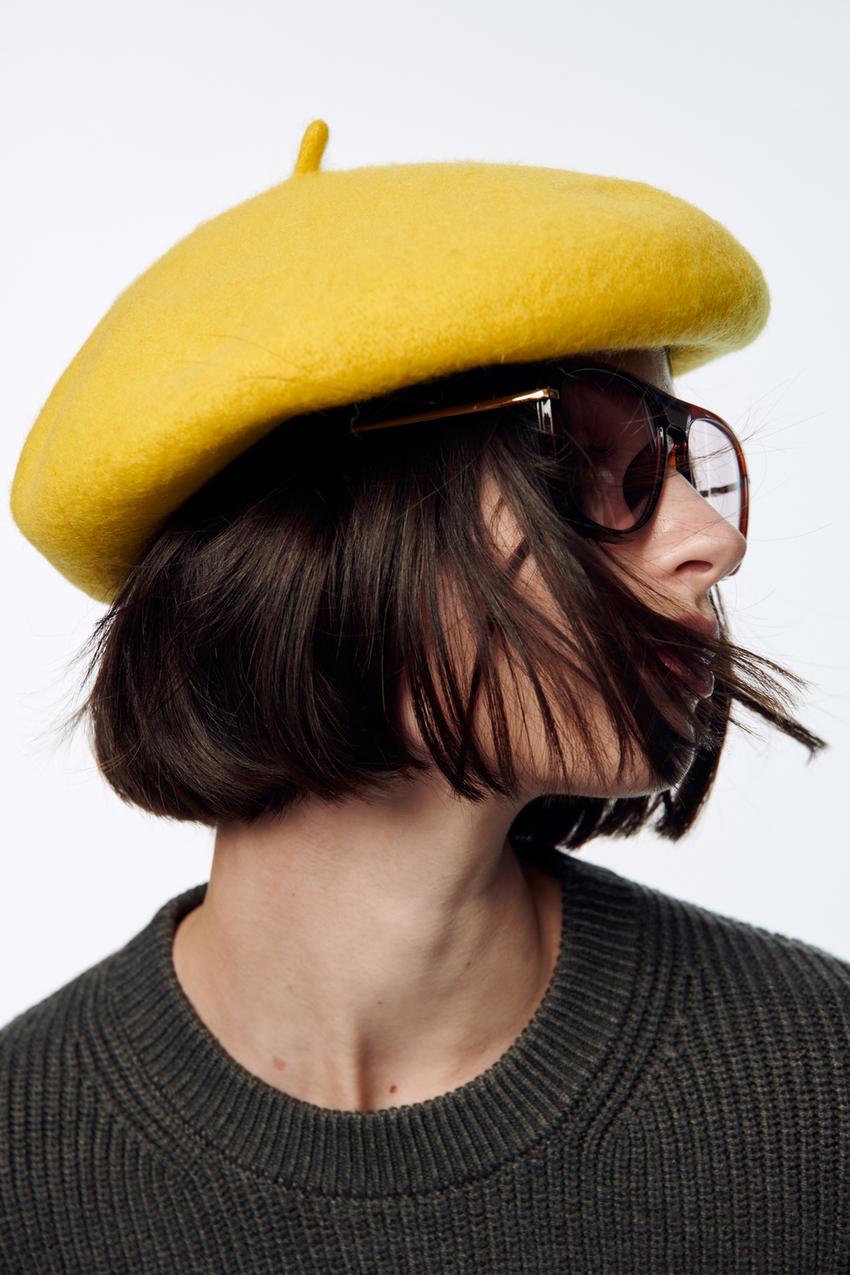 ZARA - WOOL BERET - Yellow
