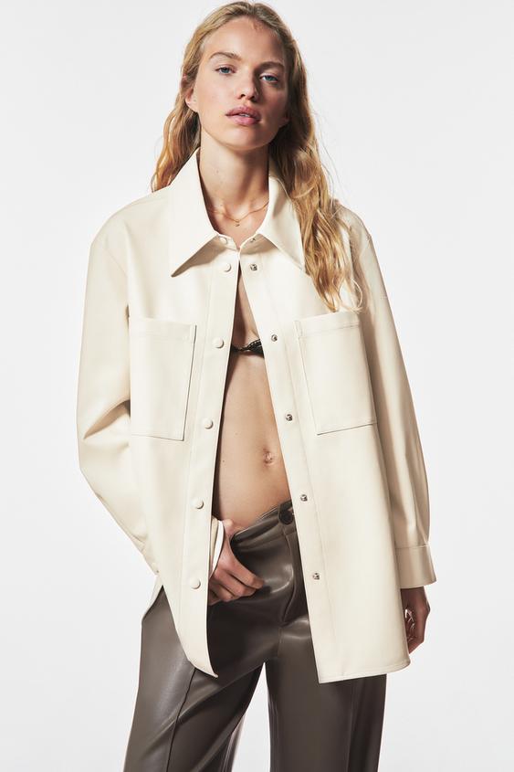 faux leather shirt zara