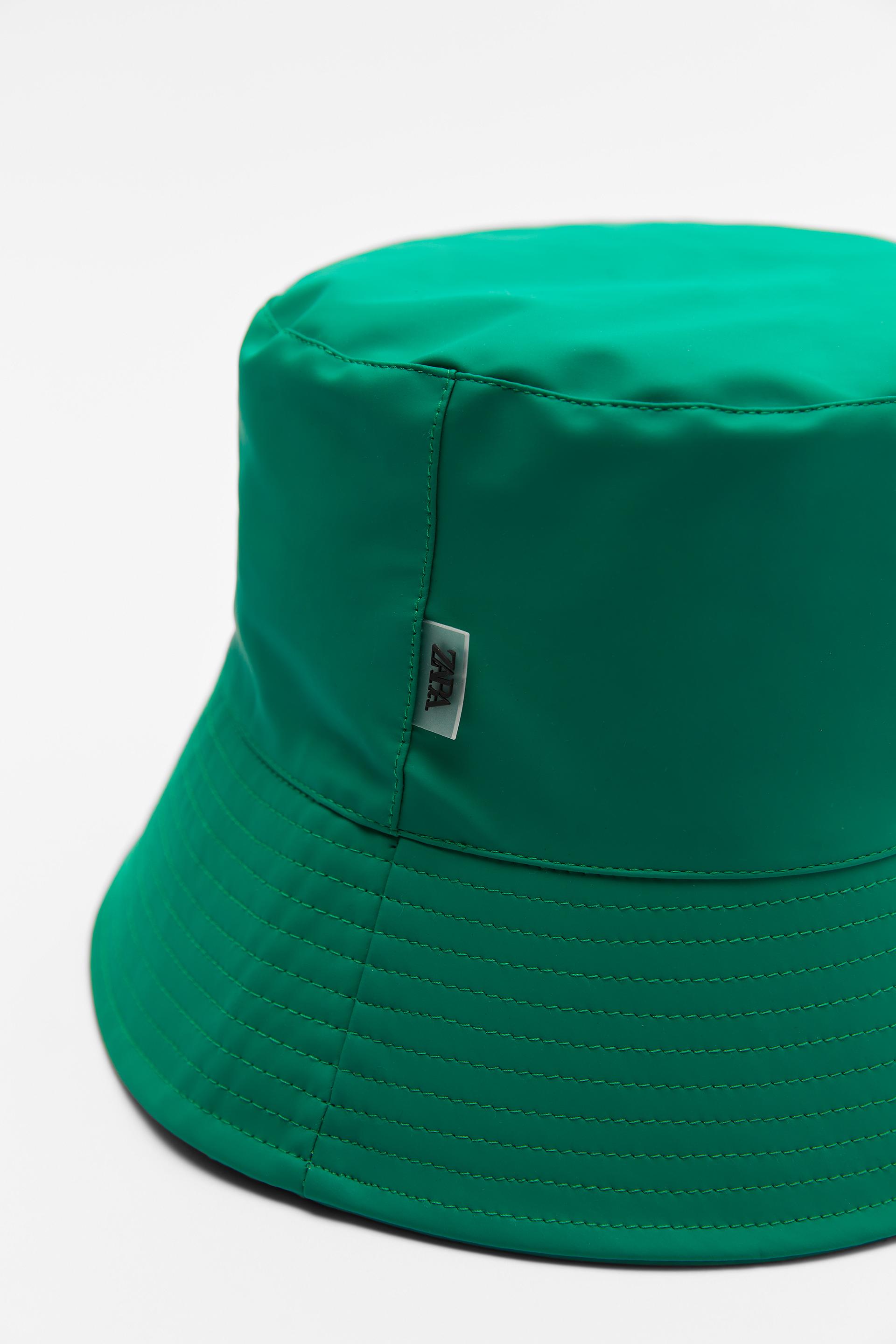 RUBBERISED BUCKET HAT - Green | ZARA 