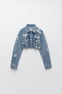 Denim cropped jacket zara clearance