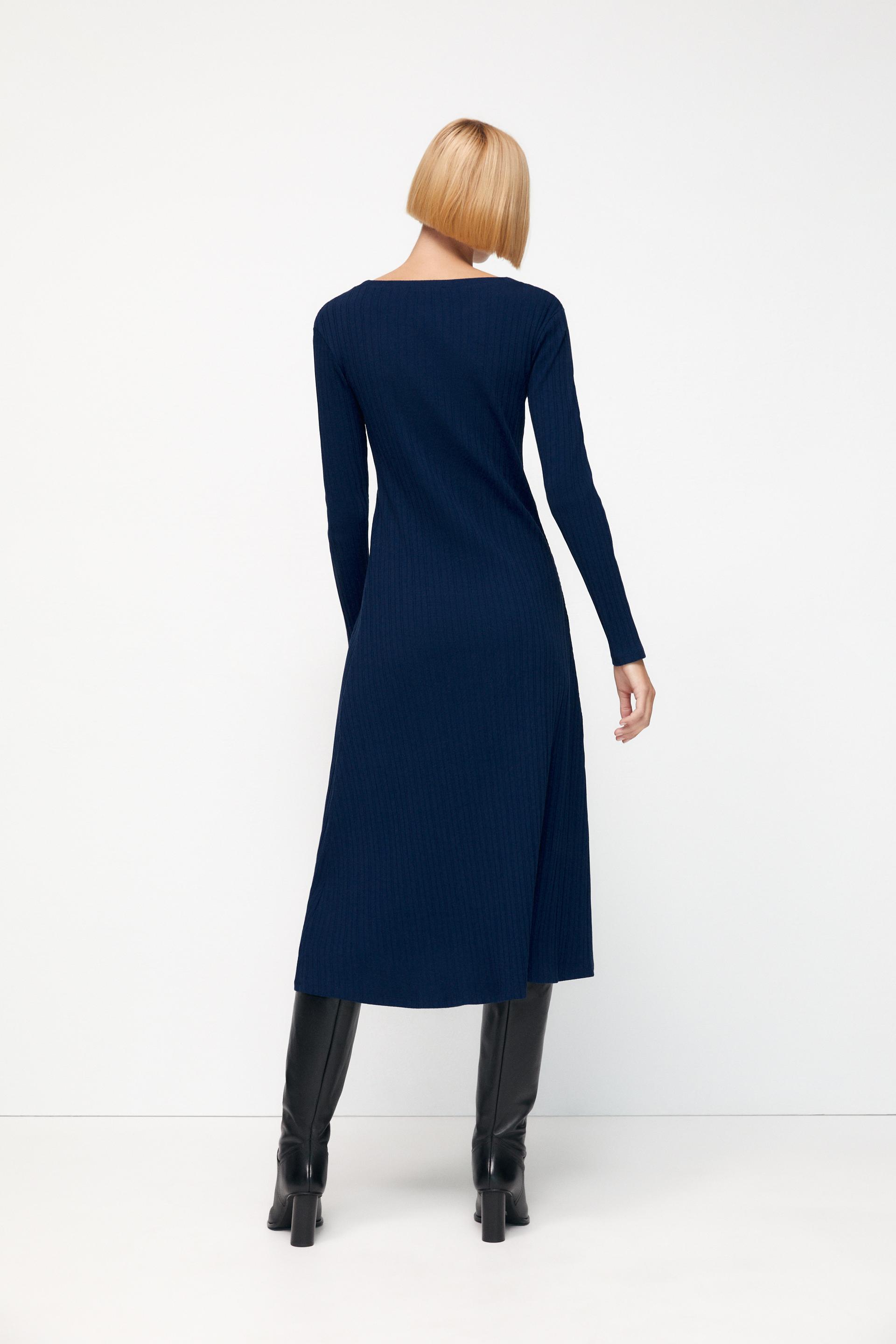 リブ ミディ ワンピース ナイトブルー Zara Japan 日本 リブ ミディ ワンピース ナイトブルー Zara Japan 日本