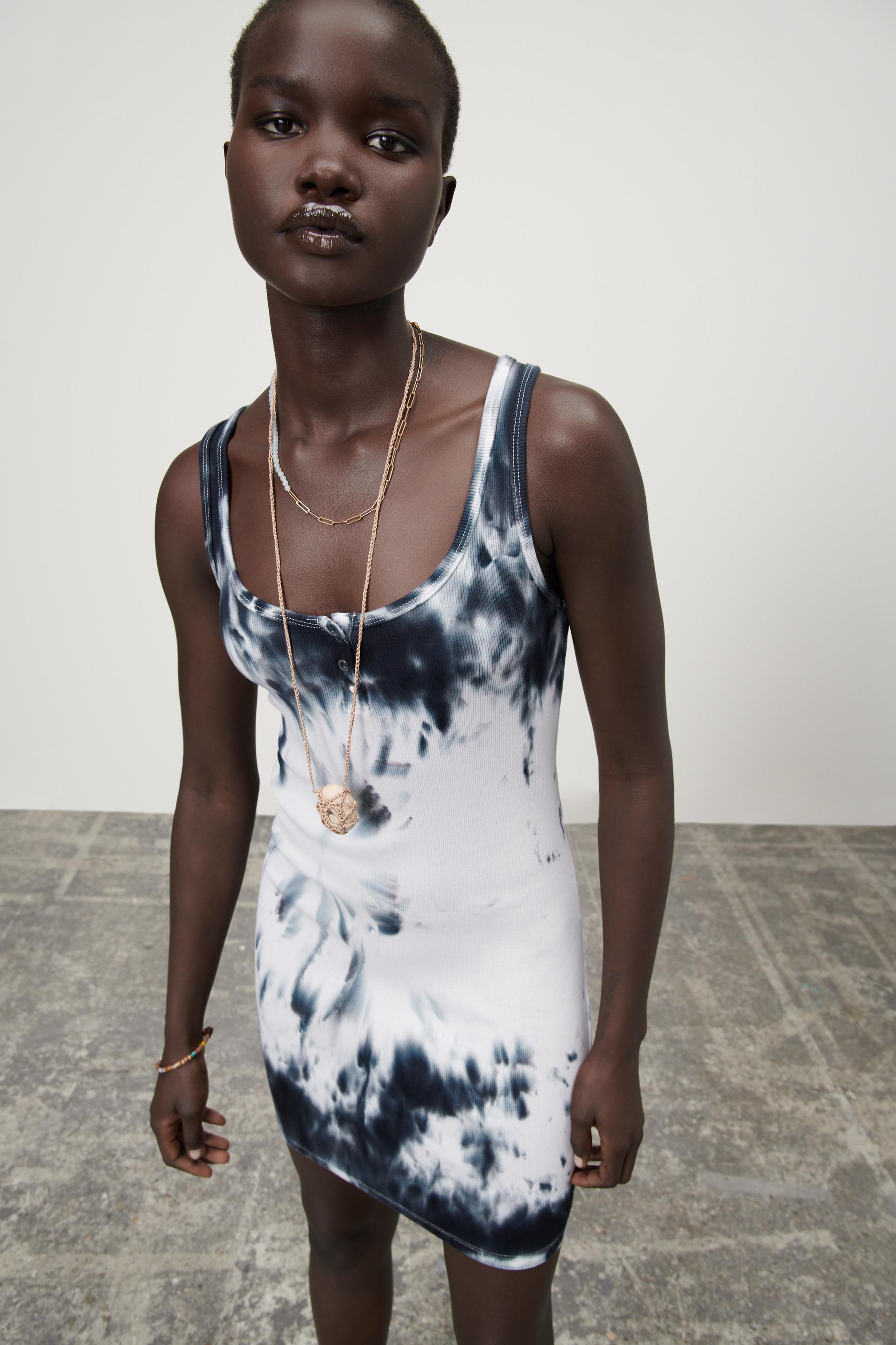 タイダイ柄ワンピース ホワイト ブラック Zara Japan 日本 タイダイ柄ワンピース ホワイト ブラック Zara Japan 日本