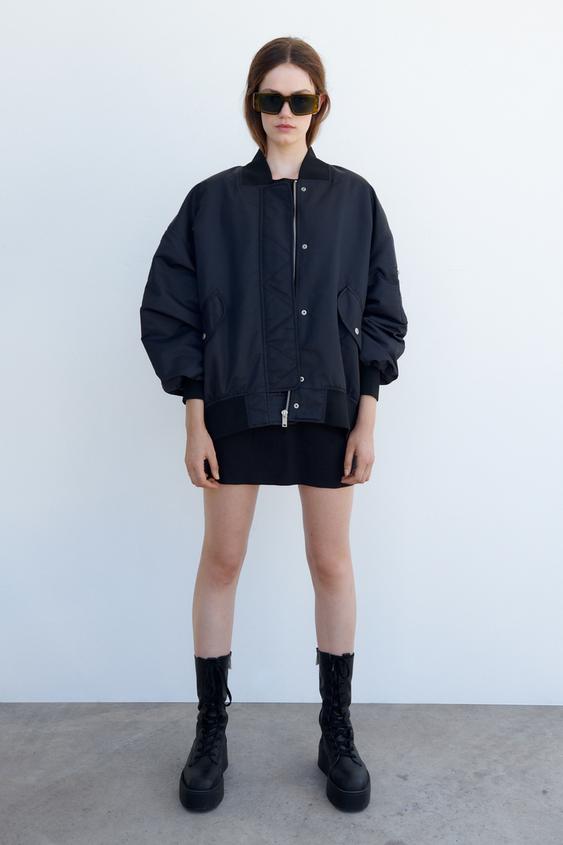 Puffer bomber jacket zara Sale