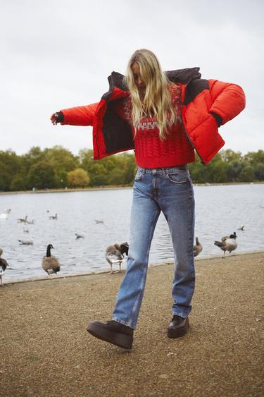 zara red puffer jacket