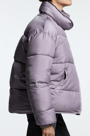 silver puffer jacket zara