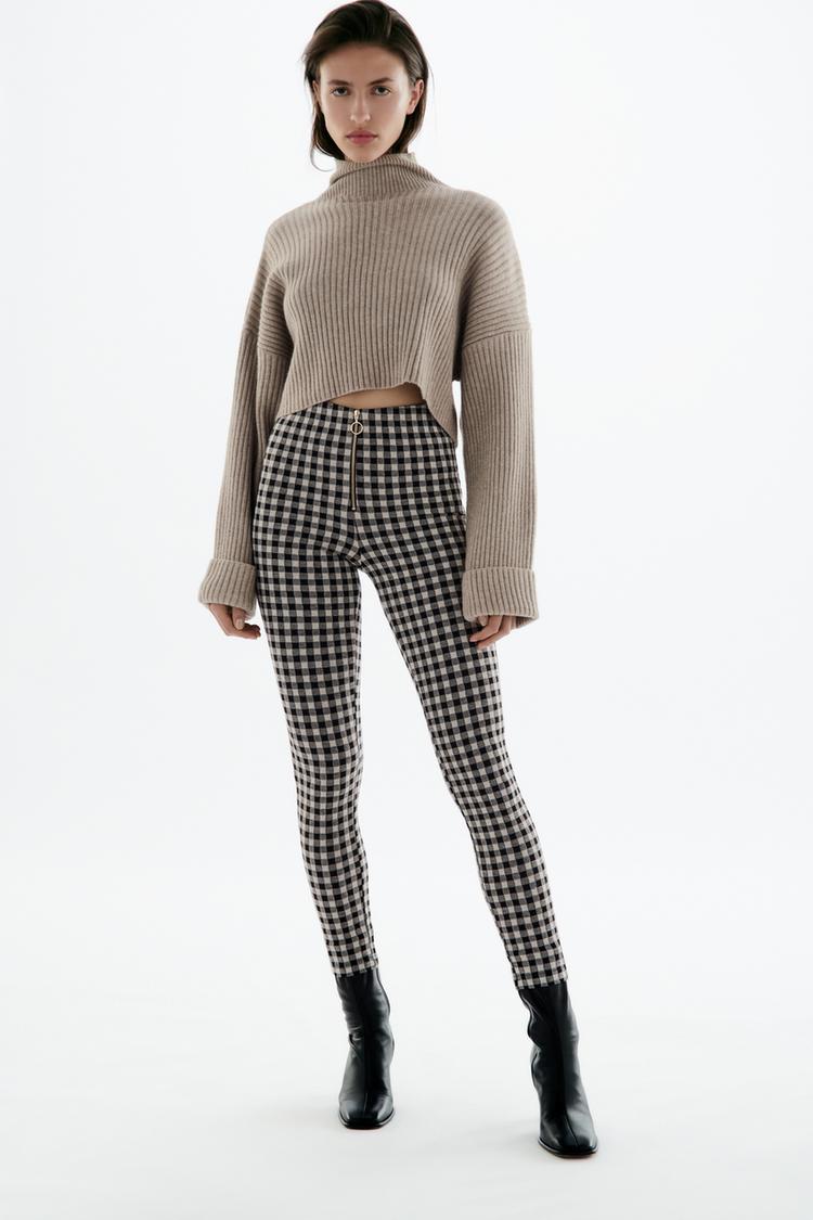 GINGHAM LEGGINGS - Black / Ecru | ZARA 