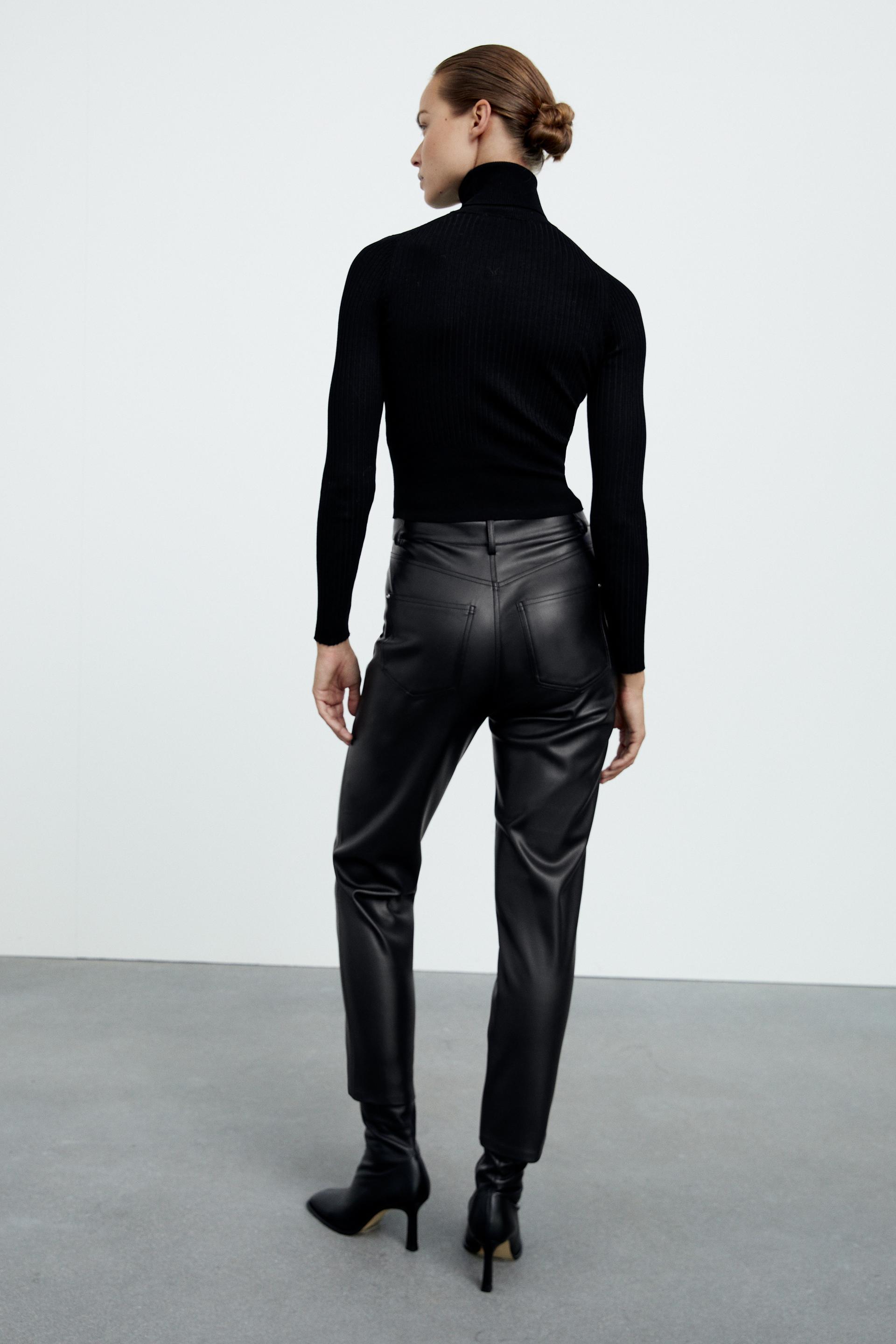 Zara mom fit leather trousers Clearance
