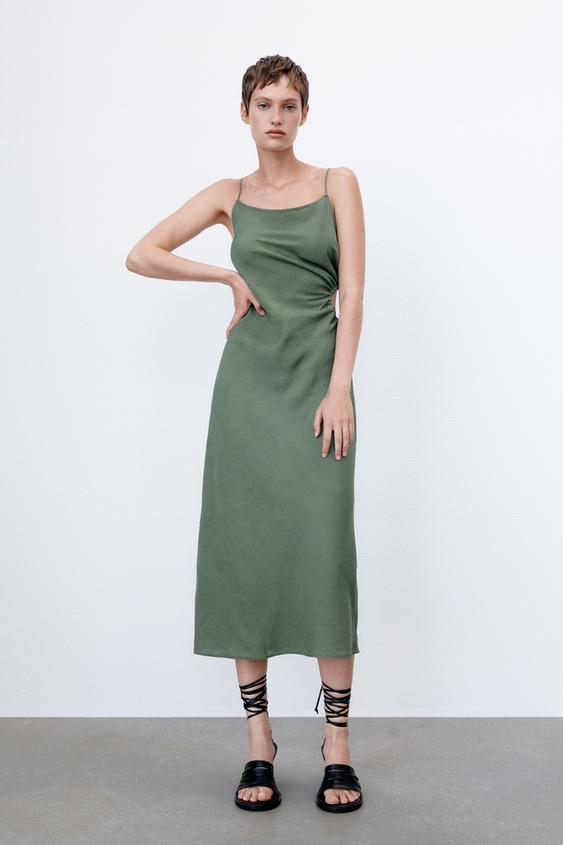 Zara cut out linen blend dress clearance