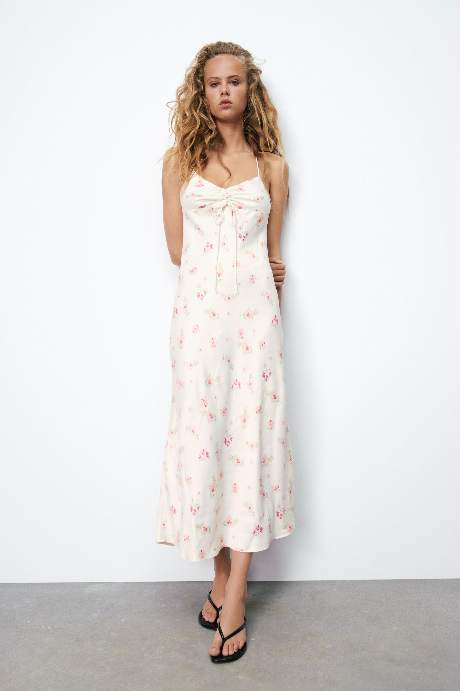 Zara satin floral dresses Clearance