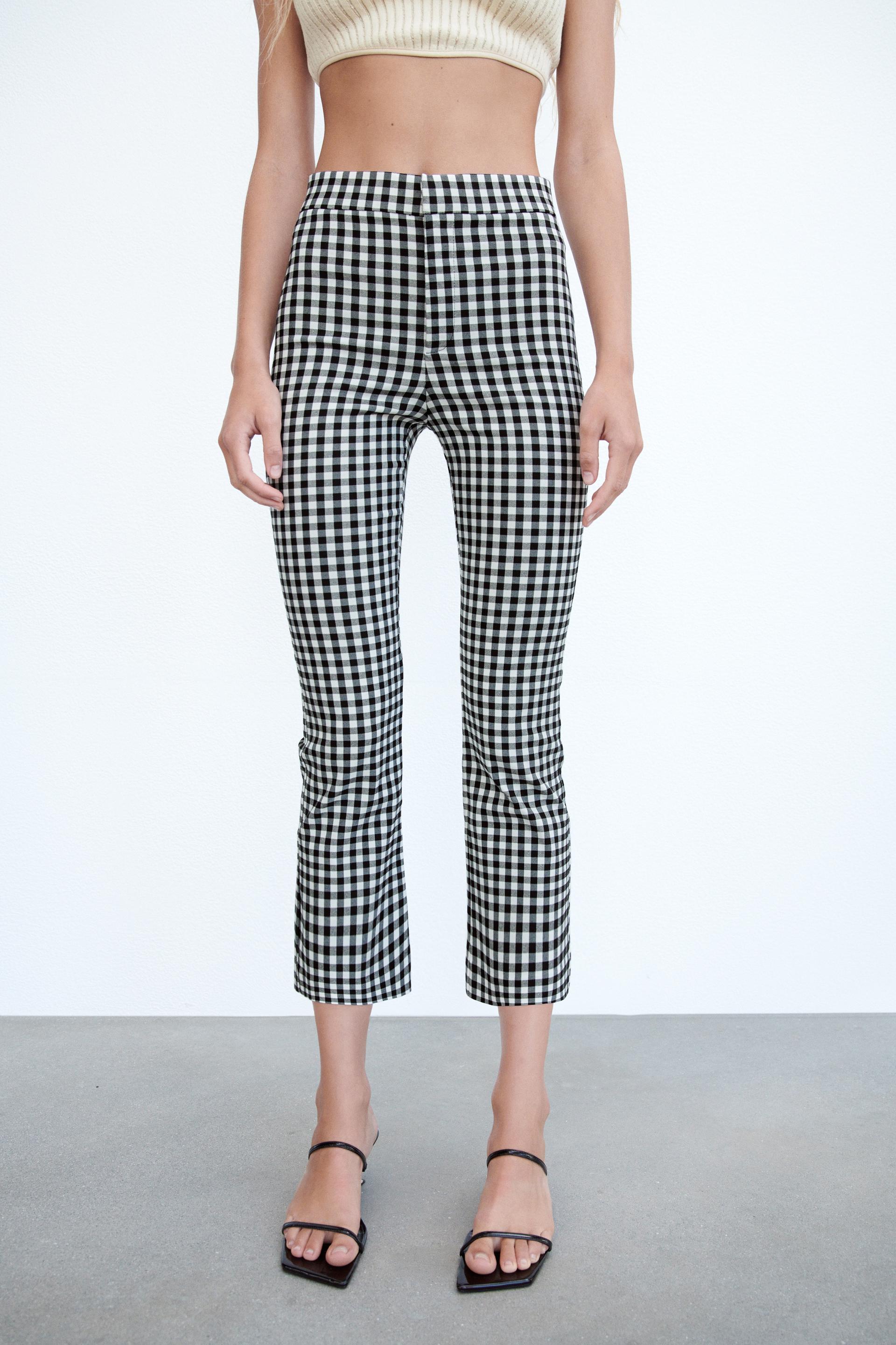 ギンガムチェック ミニフレアパンツ ホワイト ブラック Zara Japan 日本 ギンガムチェック ミニフレアパンツ ホワイト ブラック Zara Japan 日本