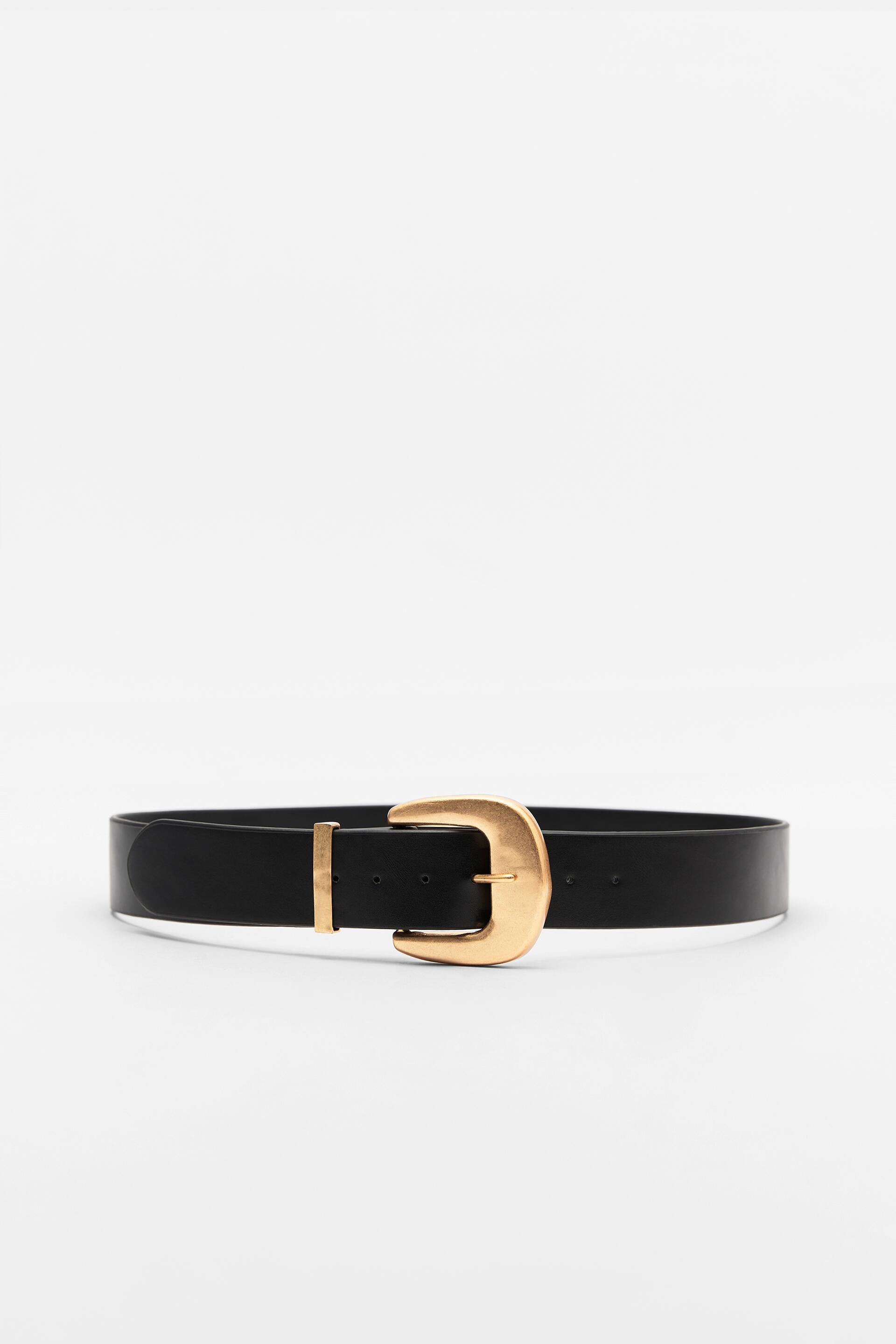Zara black belt gold buckle clearance