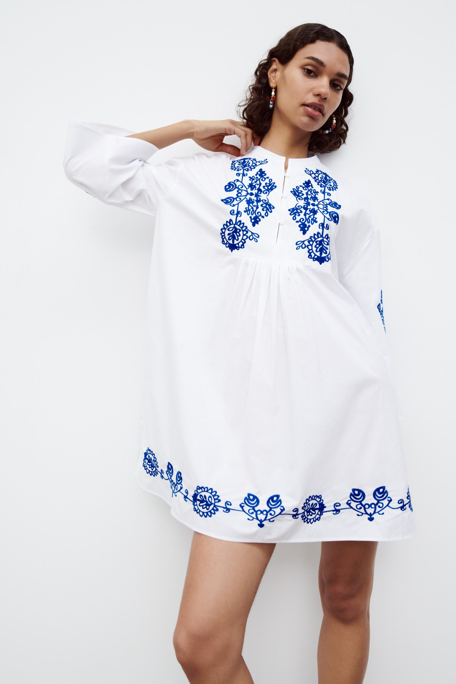 刺繍入りミニワンピース ホワイト Zara Japan 日本 刺繍入りミニワンピース ホワイト Zara Japan 日本