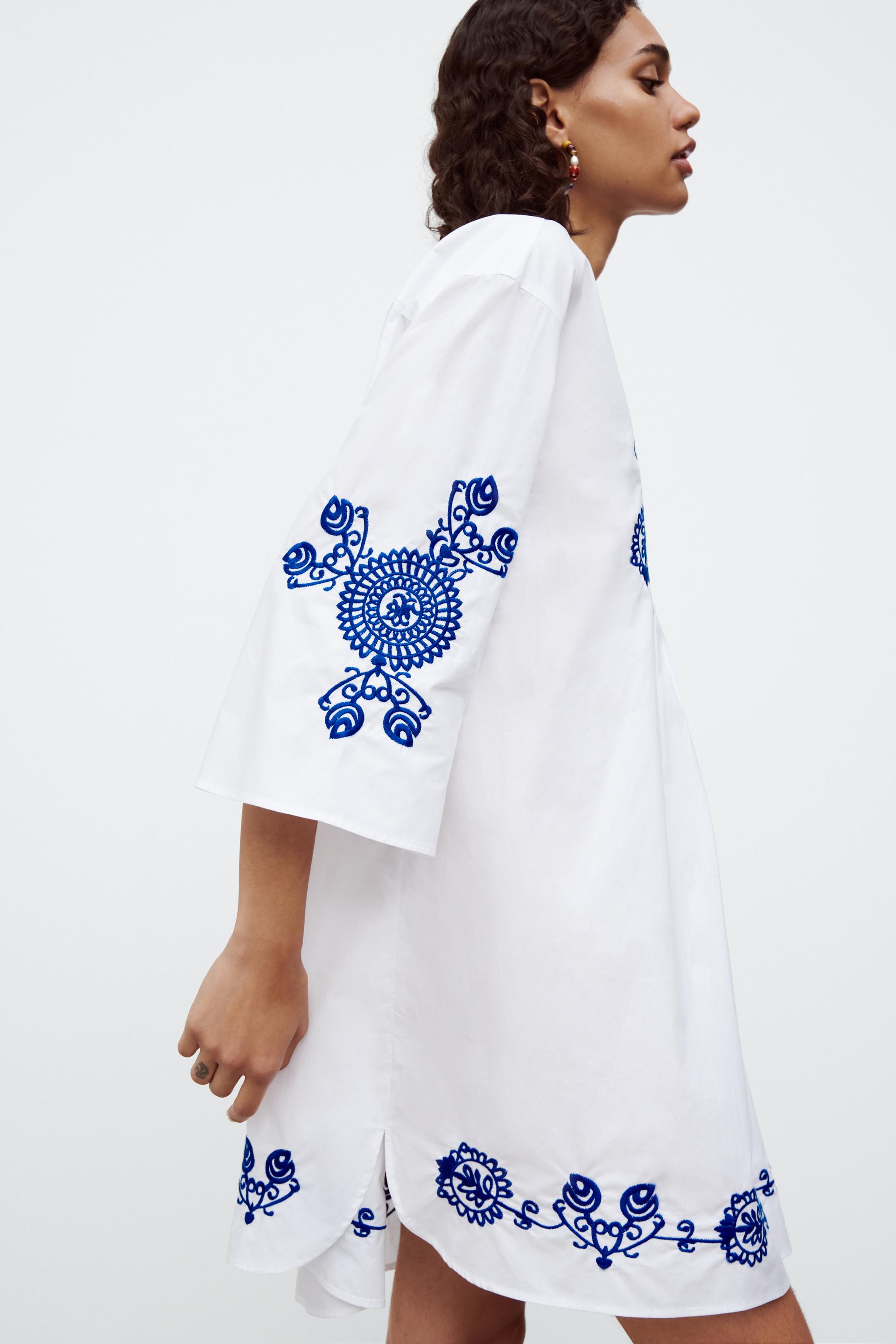 刺繍入りミニワンピース ホワイト Zara Japan 日本 刺繍入りミニワンピース ホワイト Zara Japan 日本