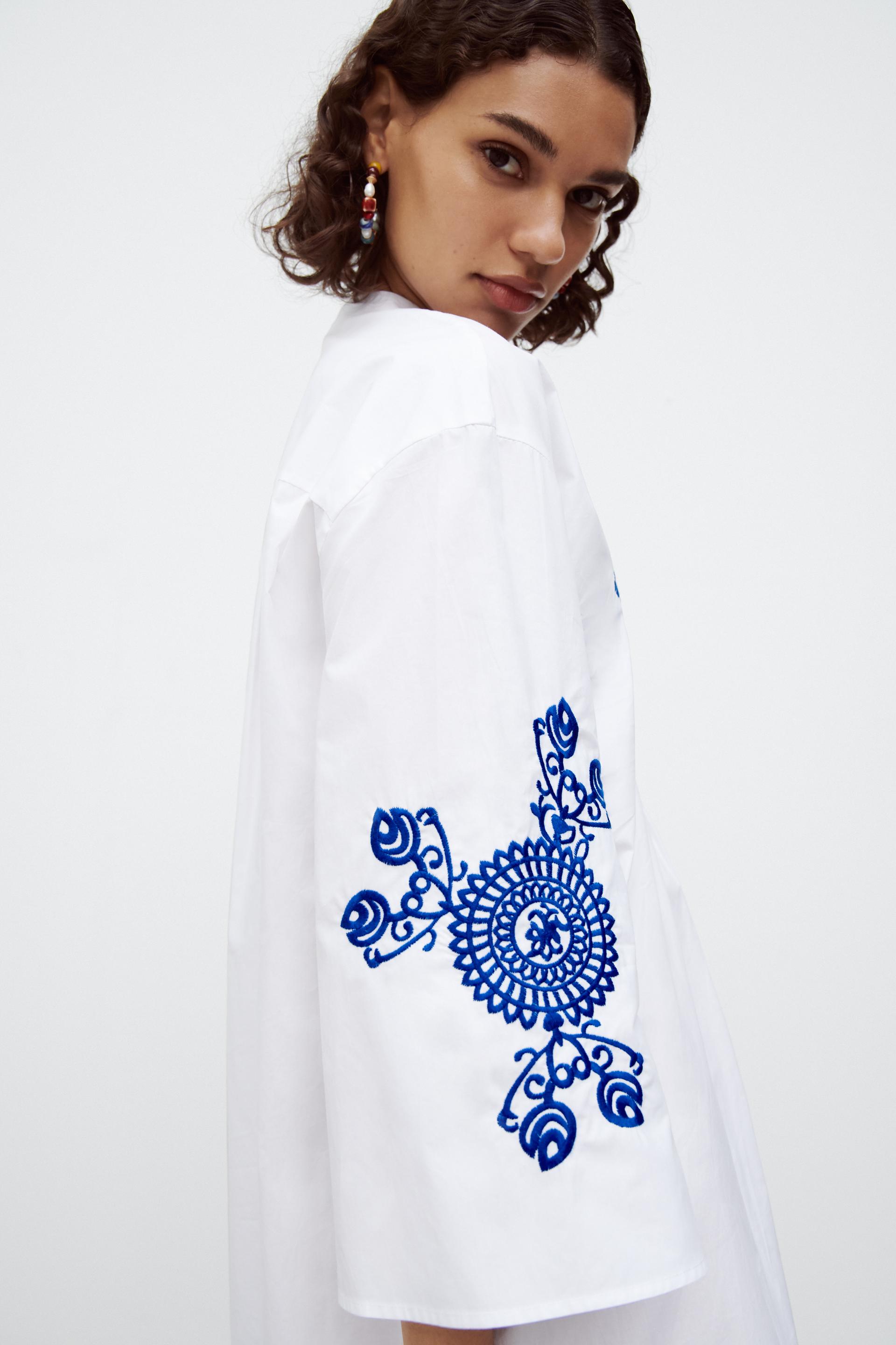 刺繍入りミニワンピース ホワイト Zara Japan 日本 刺繍入りミニワンピース ホワイト Zara Japan 日本