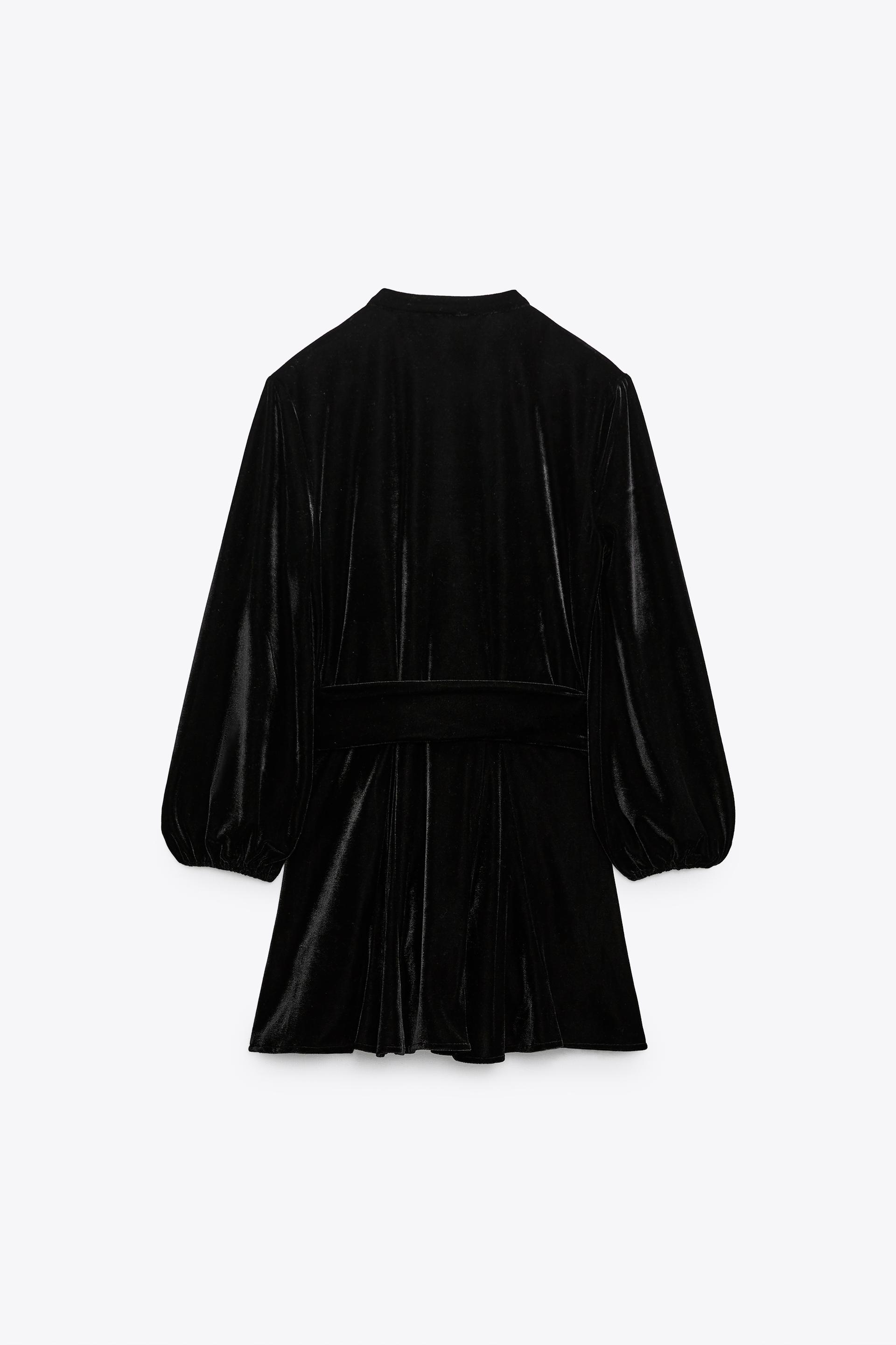 ミニ丈ベルベットワンピース ブラック Zara Japan 日本 ミニ丈ベルベットワンピース ブラック Zara Japan 日本