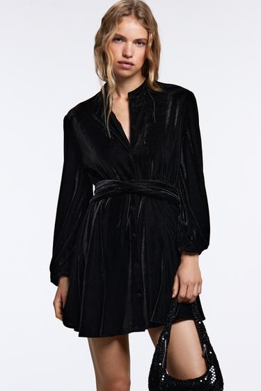 zara black velvet dress