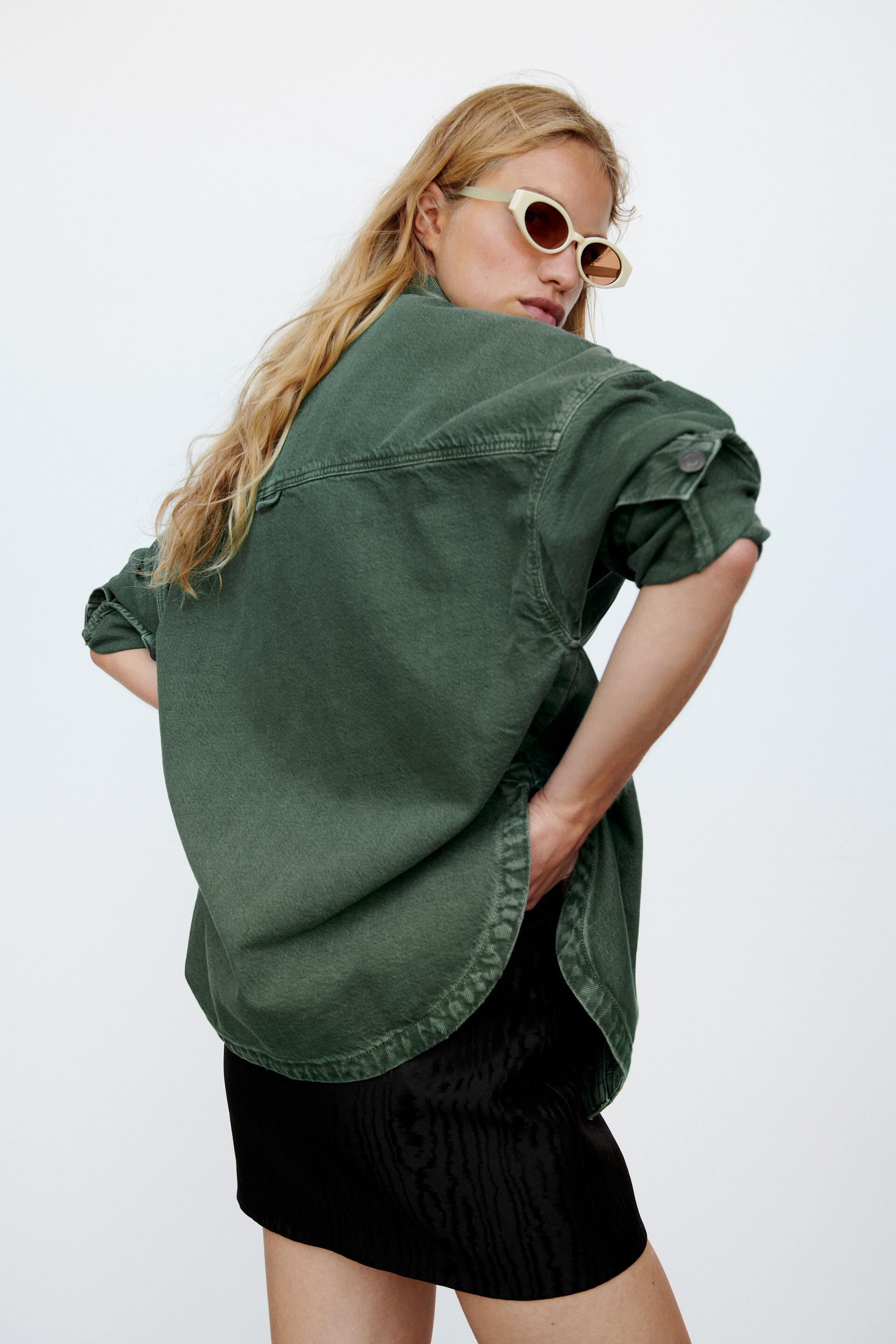 ポケット デニムシャツジャケット ストロンググリーン Zara Japan 日本 ポケット デニムシャツジャケット ストロンググリーン Zara Japan 日本