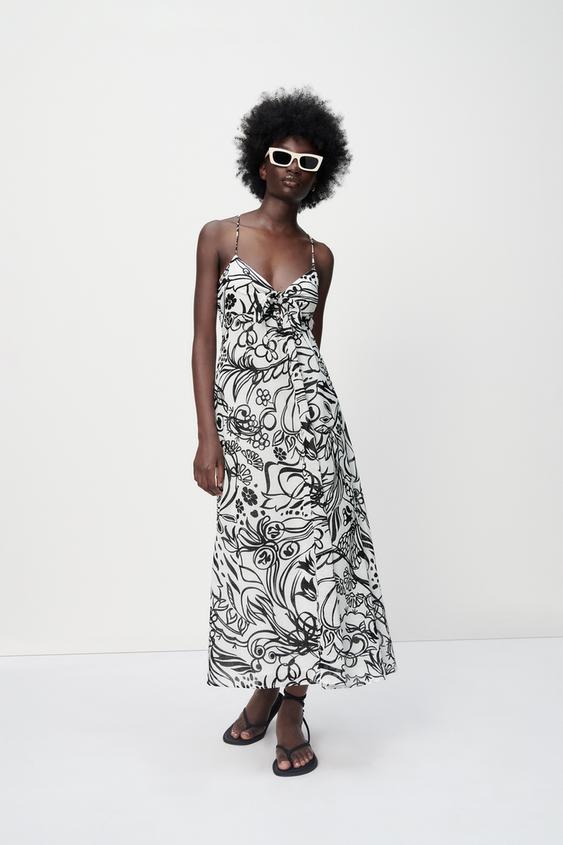 ロング丈プリント柄ワンピース Zara Japan 日本 ロング丈プリント柄ワンピース Zara Japan 日本