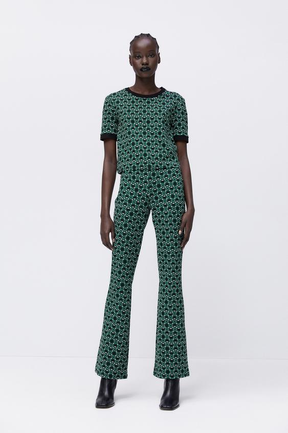 JACQUARD TROUSERS - Black / Green | ZARA Australia