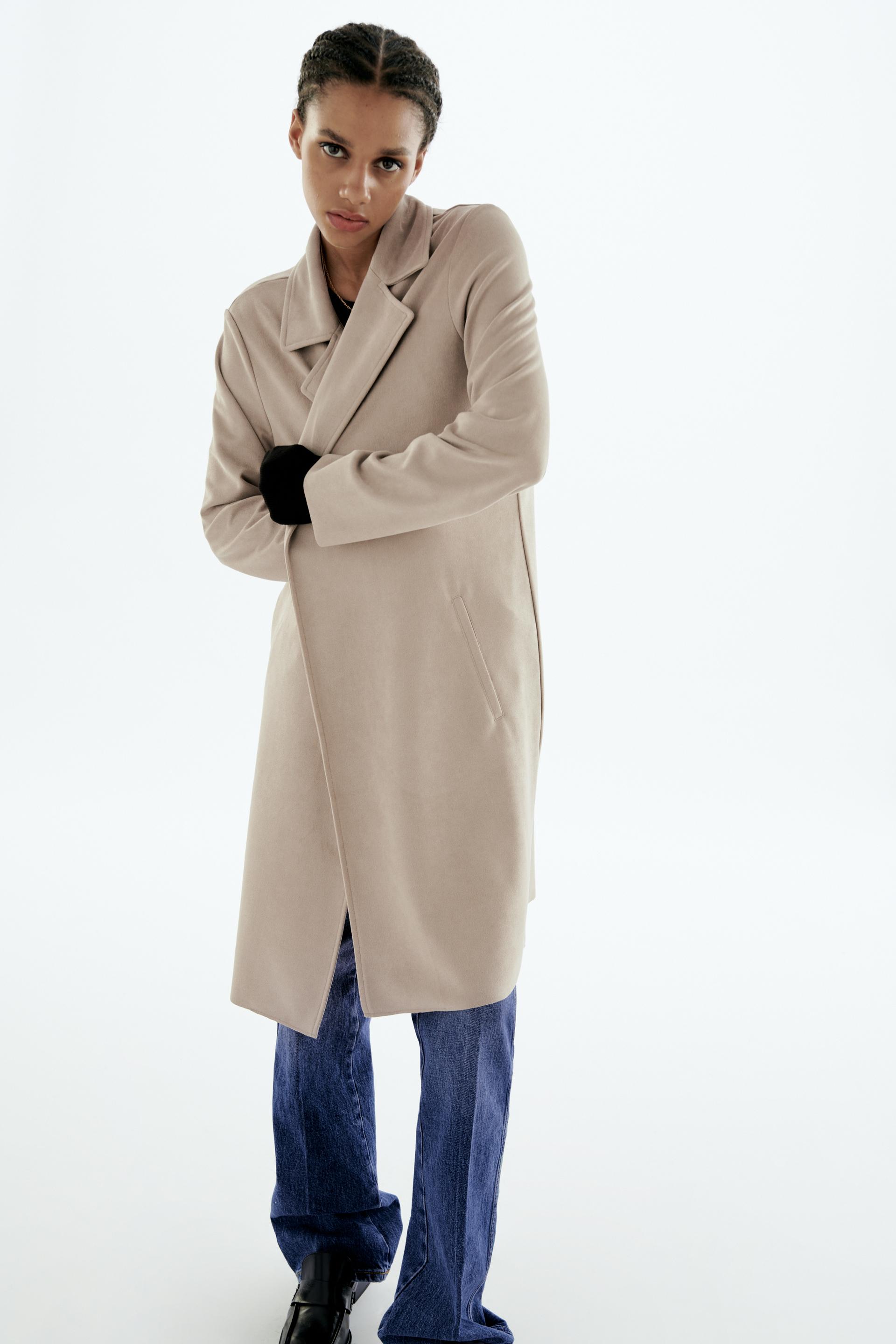 Faux suede twill coat zara Clearance