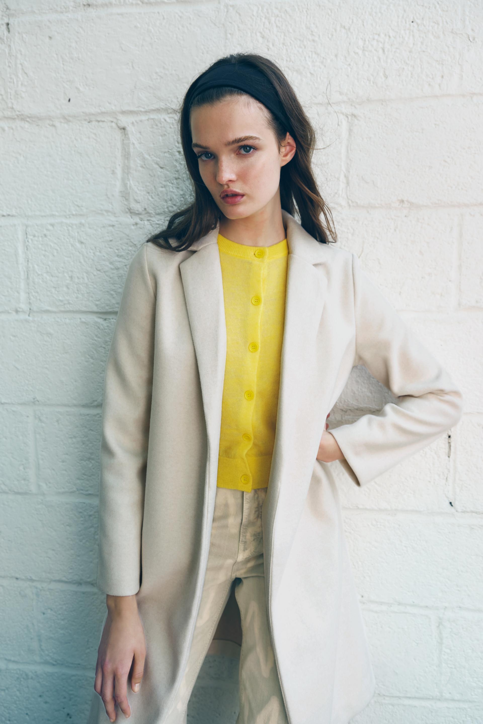 ラペル付きコート イエロー Zara Japan 日本