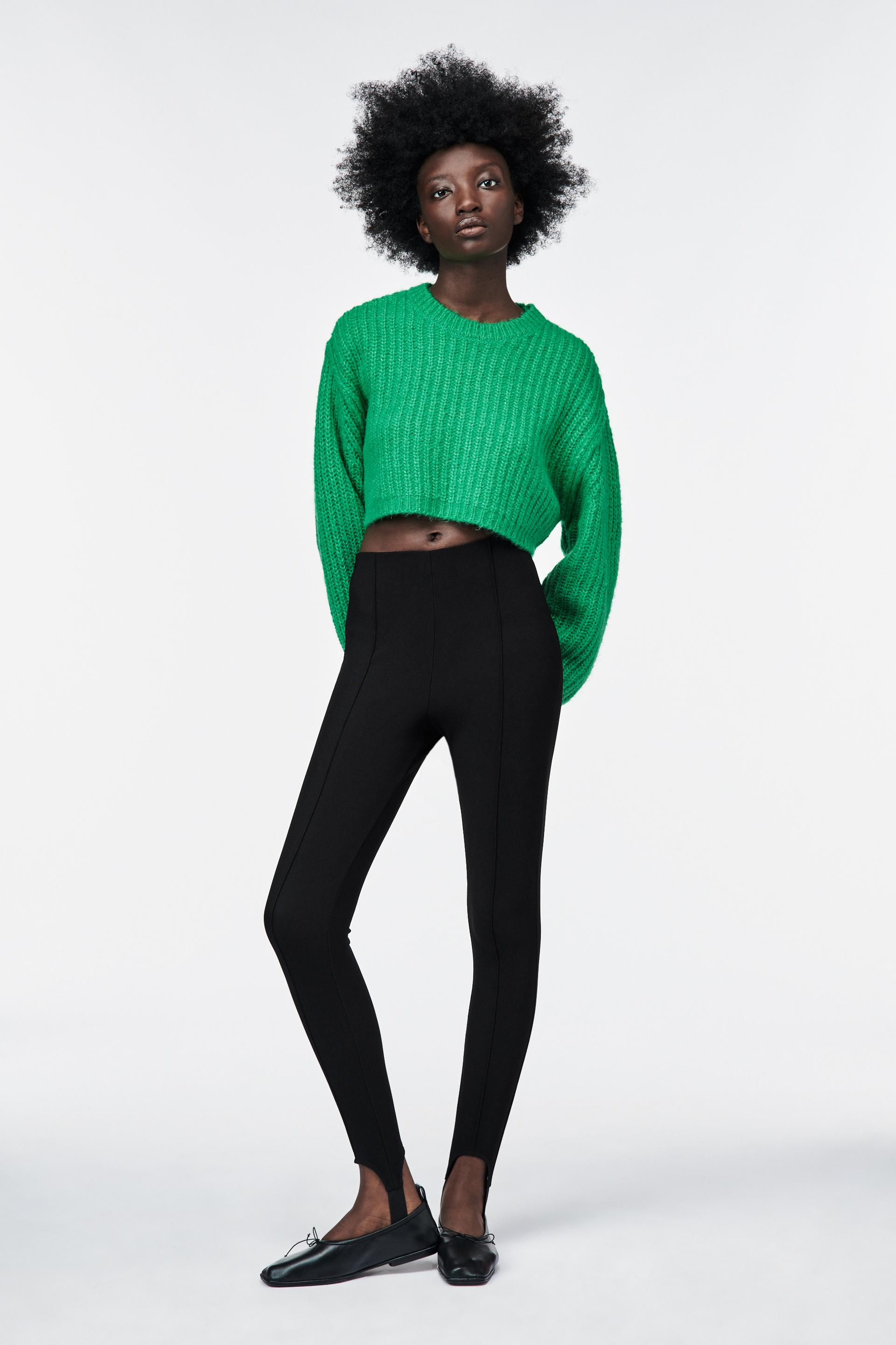 バルーンスリーブ ニット クロップド セーター グリーン Zara Japan 日本 バルーンスリーブ ニット クロップド セーター グリーン Zara Japan 日本