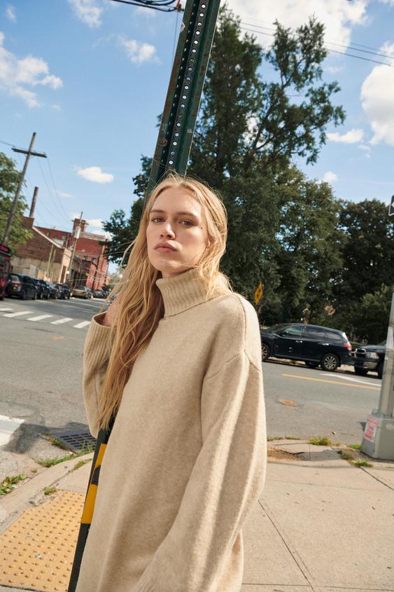 オーバーサイズニットワンピース ベージュ Zara Japan 日本 オーバーサイズニットワンピース ベージュ Zara Japan 日本