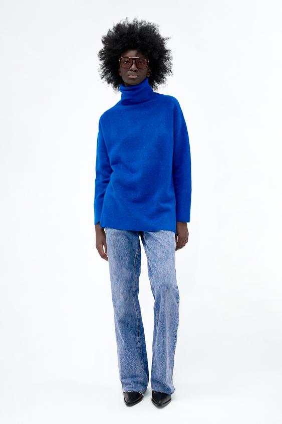 Zara jersey punto cuello subido clearance