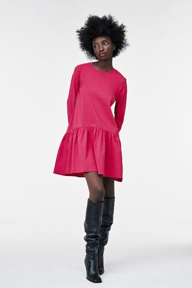 ボリュームデザインミニワンピース フクシア Zara Japan 日本 ボリュームデザインミニワンピース フクシア Zara Japan 日本