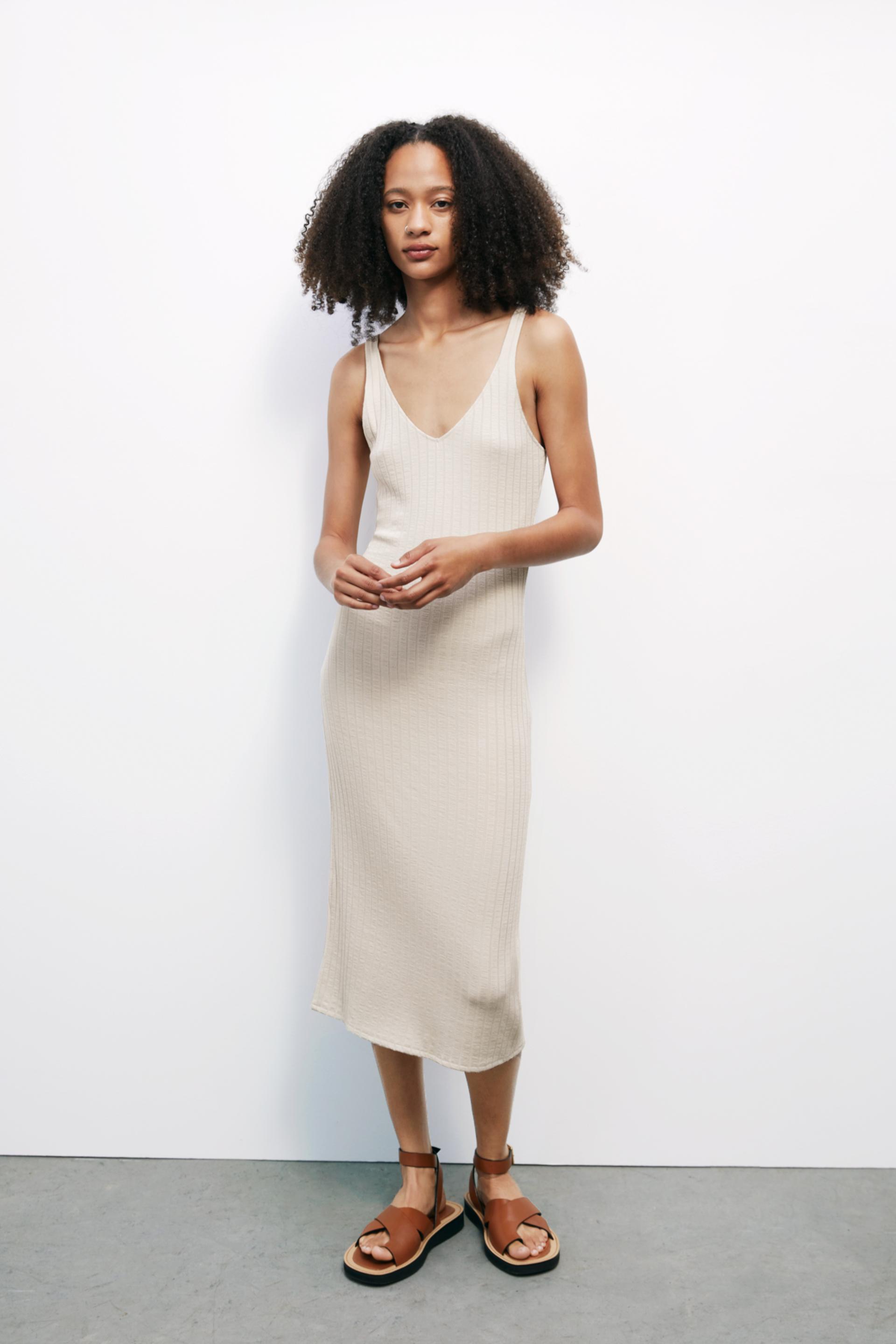 リブ編みミディ丈ワンピース ブラック Zara Japan 日本 リブ編みミディ丈ワンピース ブラック Zara Japan 日本