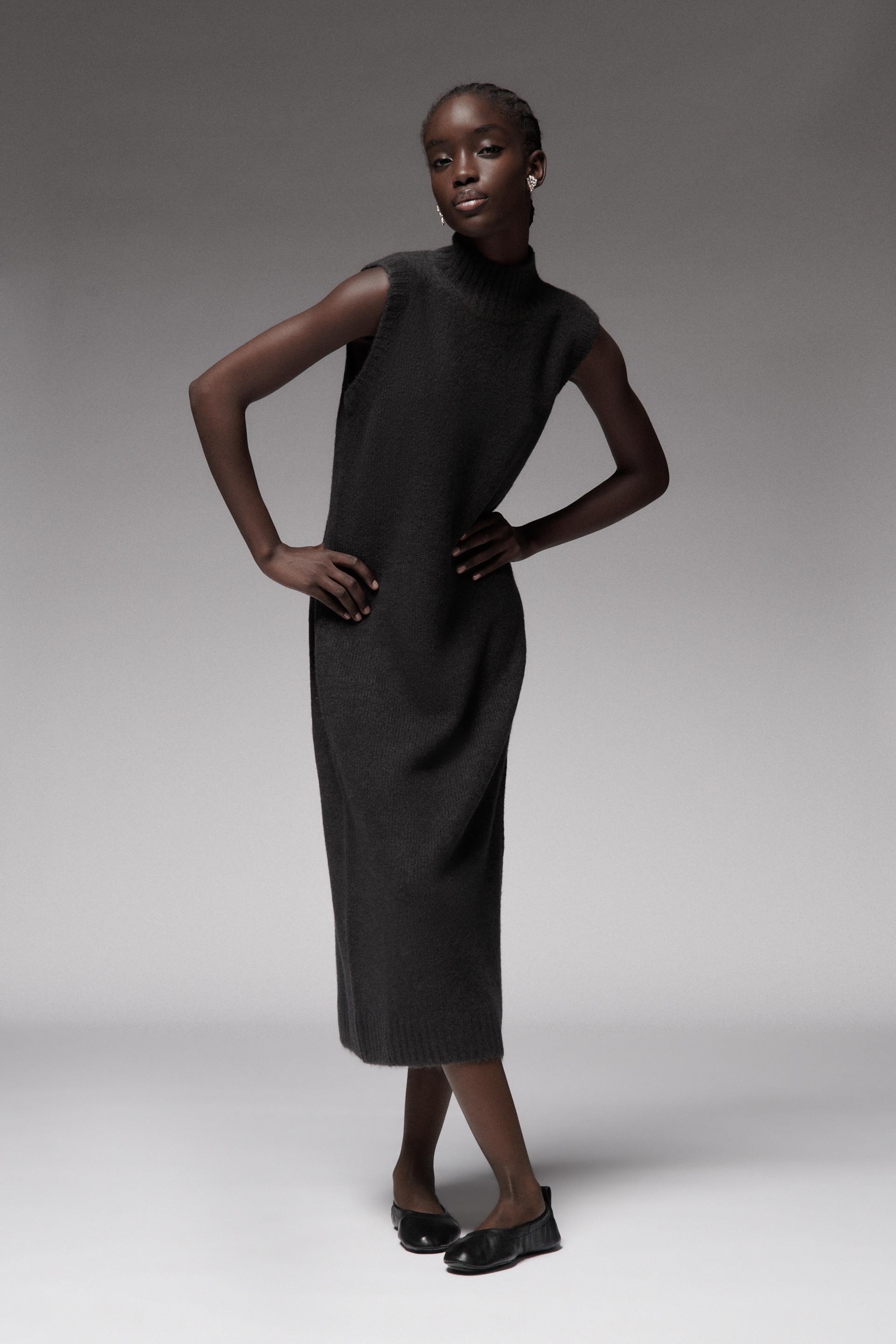 ノースリーブ ニットワンピース チャコールグレー Zara Japan 日本 ノースリーブ ニットワンピース チャコールグレー Zara Japan 日本