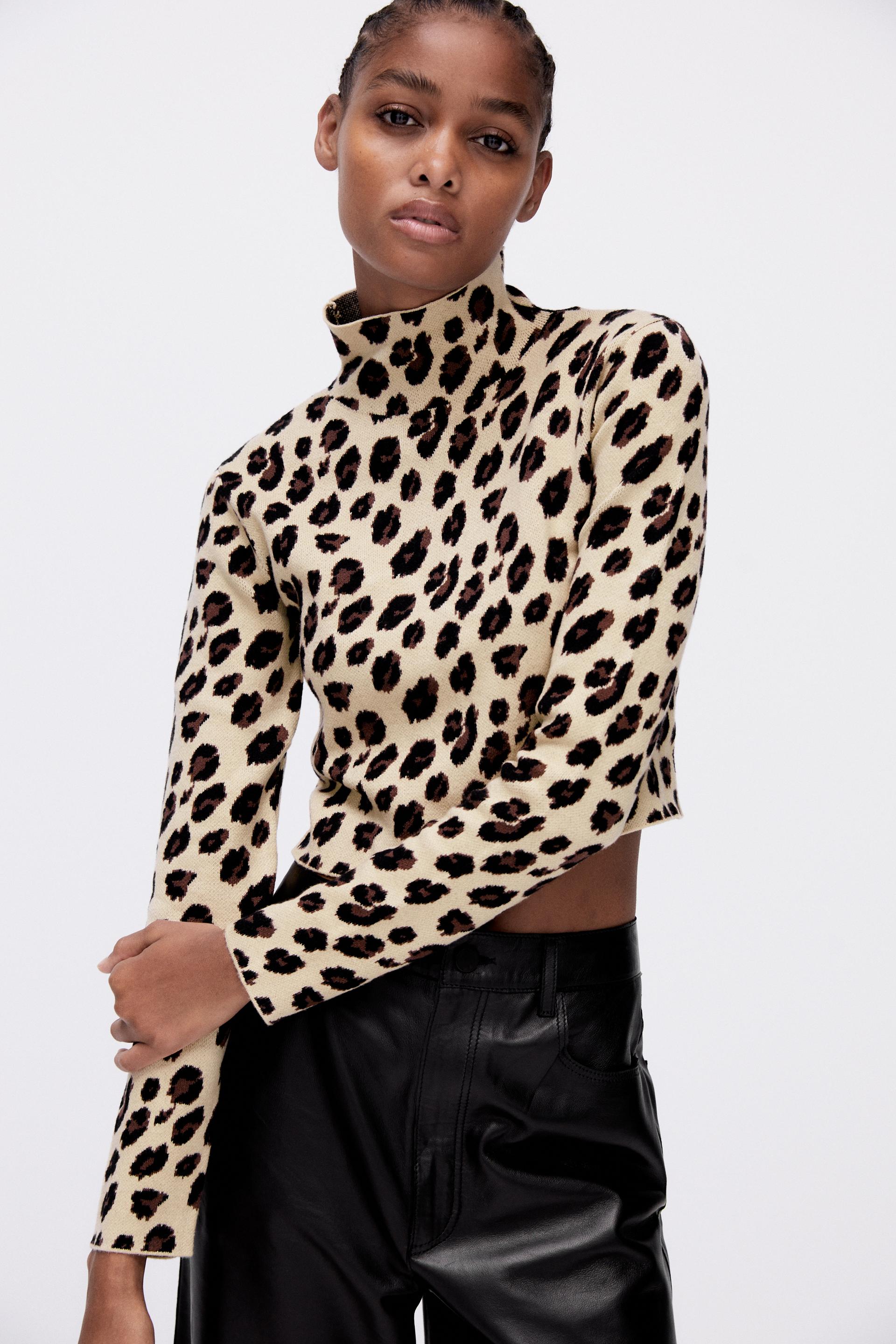 zara leopard print jumper