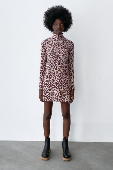 zara red leopard dress
