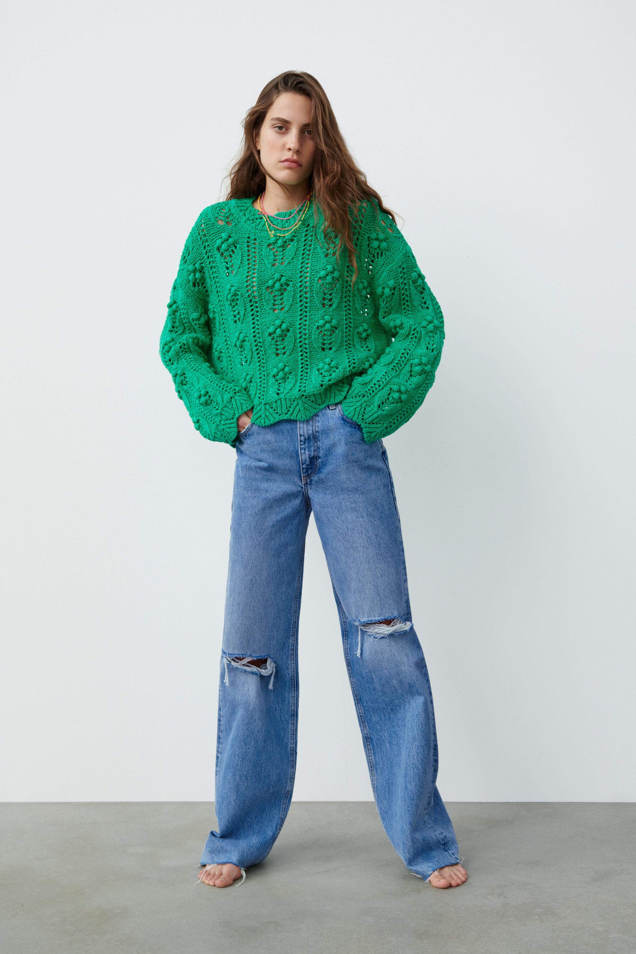 Zara KNIT SWEATER WITH POMPOMS, £29.99