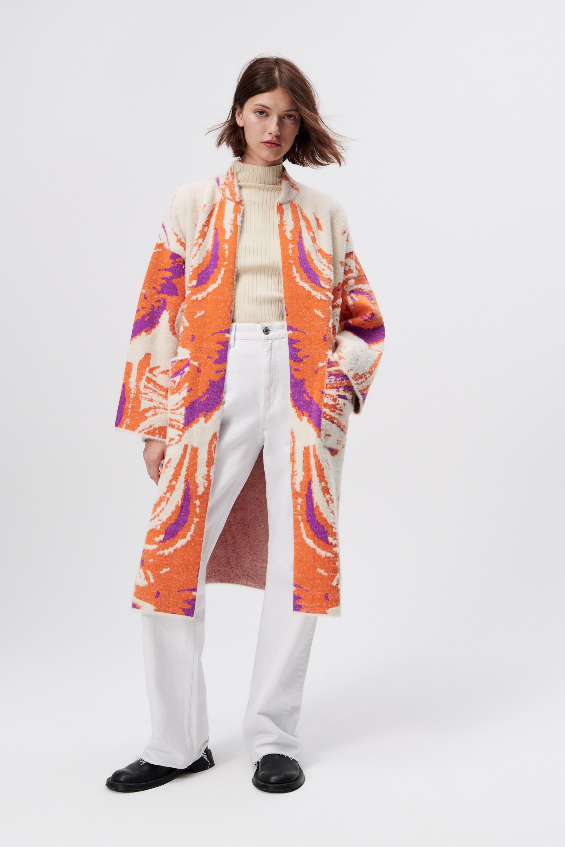 Zara KNIT JACQUARD COAT, £79.99