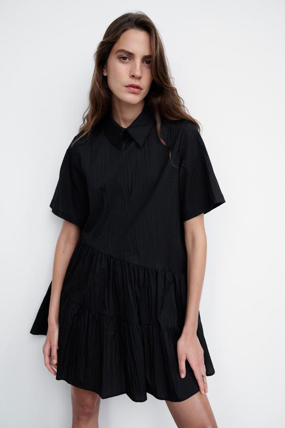 パネル ミニシャツワンピース ブラック Zara Japan 日本 パネル ミニシャツワンピース ブラック Zara Japan 日本
