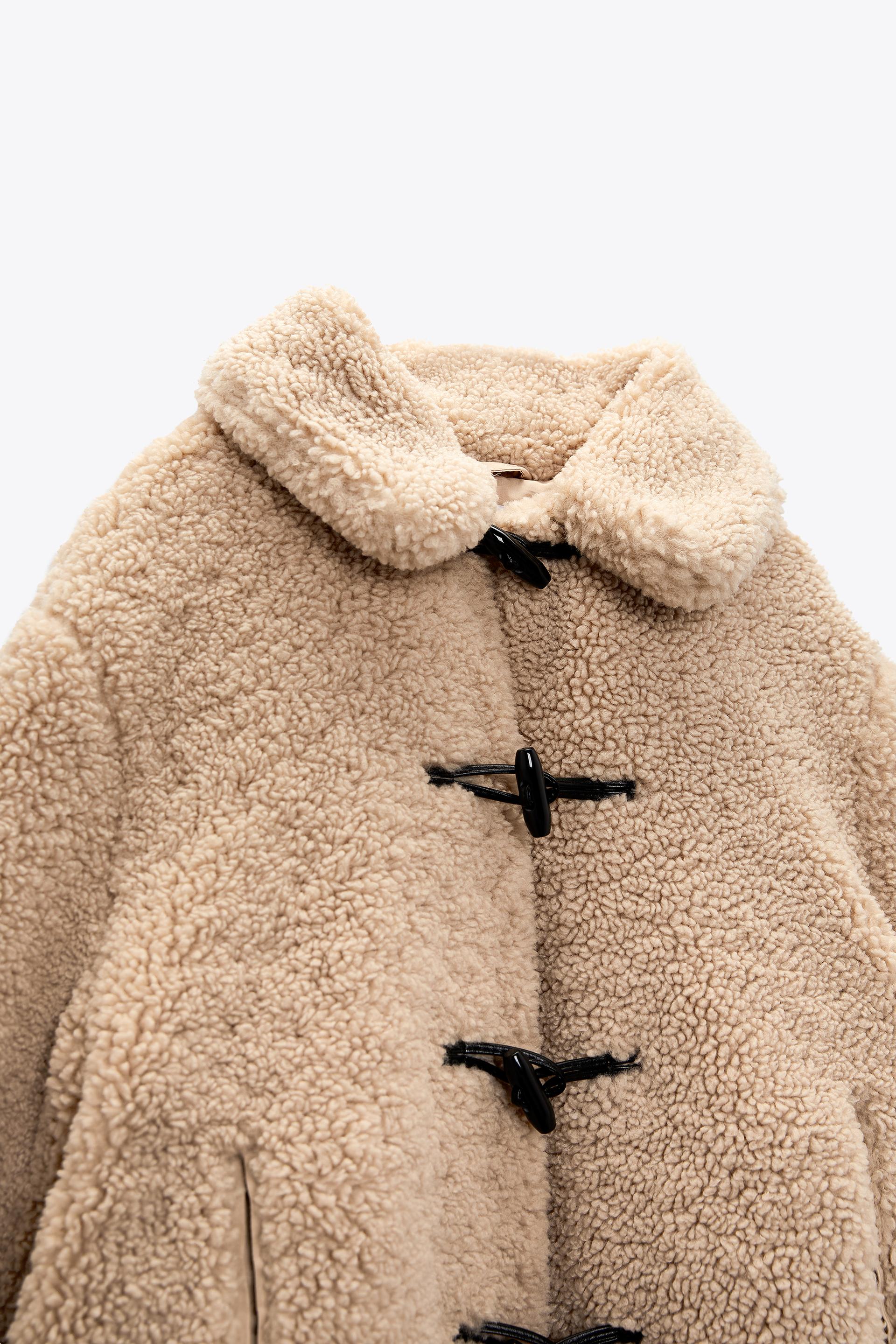 zara fleece jacket camel