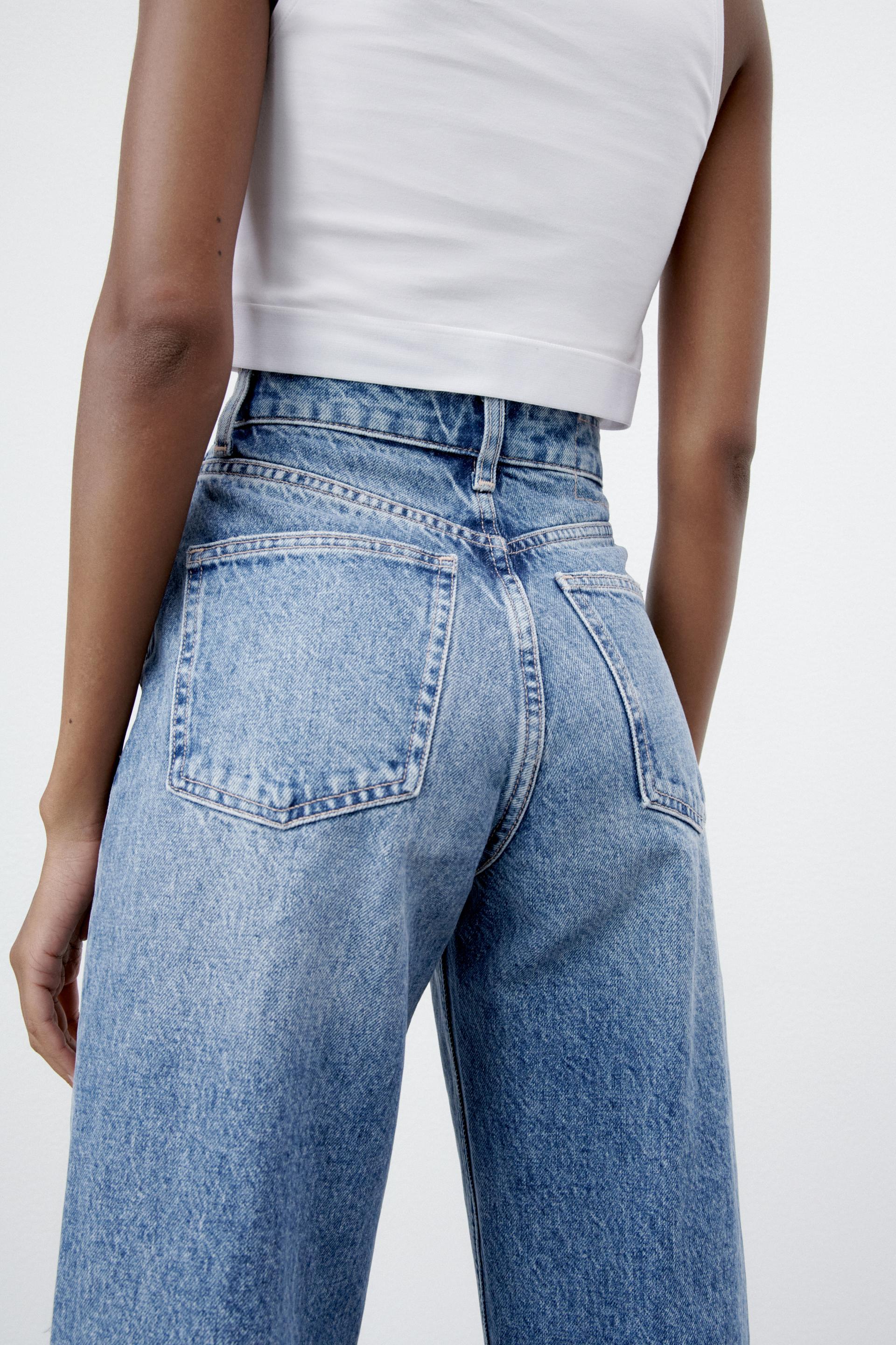 RIPPED WIDE LEG JEANS - Blue | ZARA 
