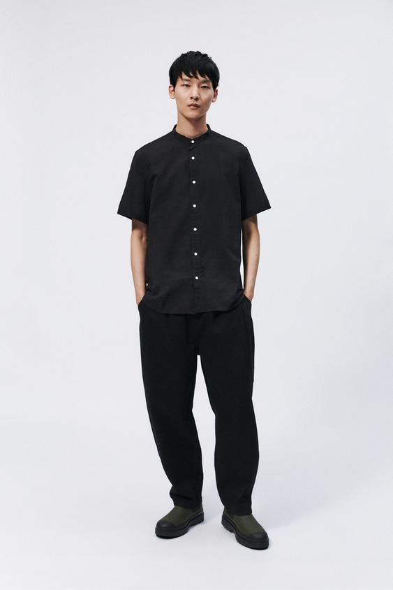 シワ加工シャツ ブラック Zara Japan 日本 シワ加工シャツ ブラック Zara Japan 日本