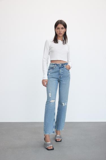 Z1975 HIGH-RISE STRAIGHT FULL-LENGTH JEANS - White | ZARA Australia