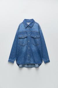 CAMISA DENIM CUELLO BOBO - Azul medio | ZARA Chile
