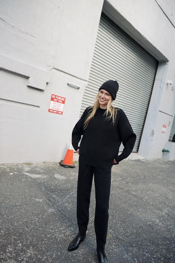 zara knit hoodie
