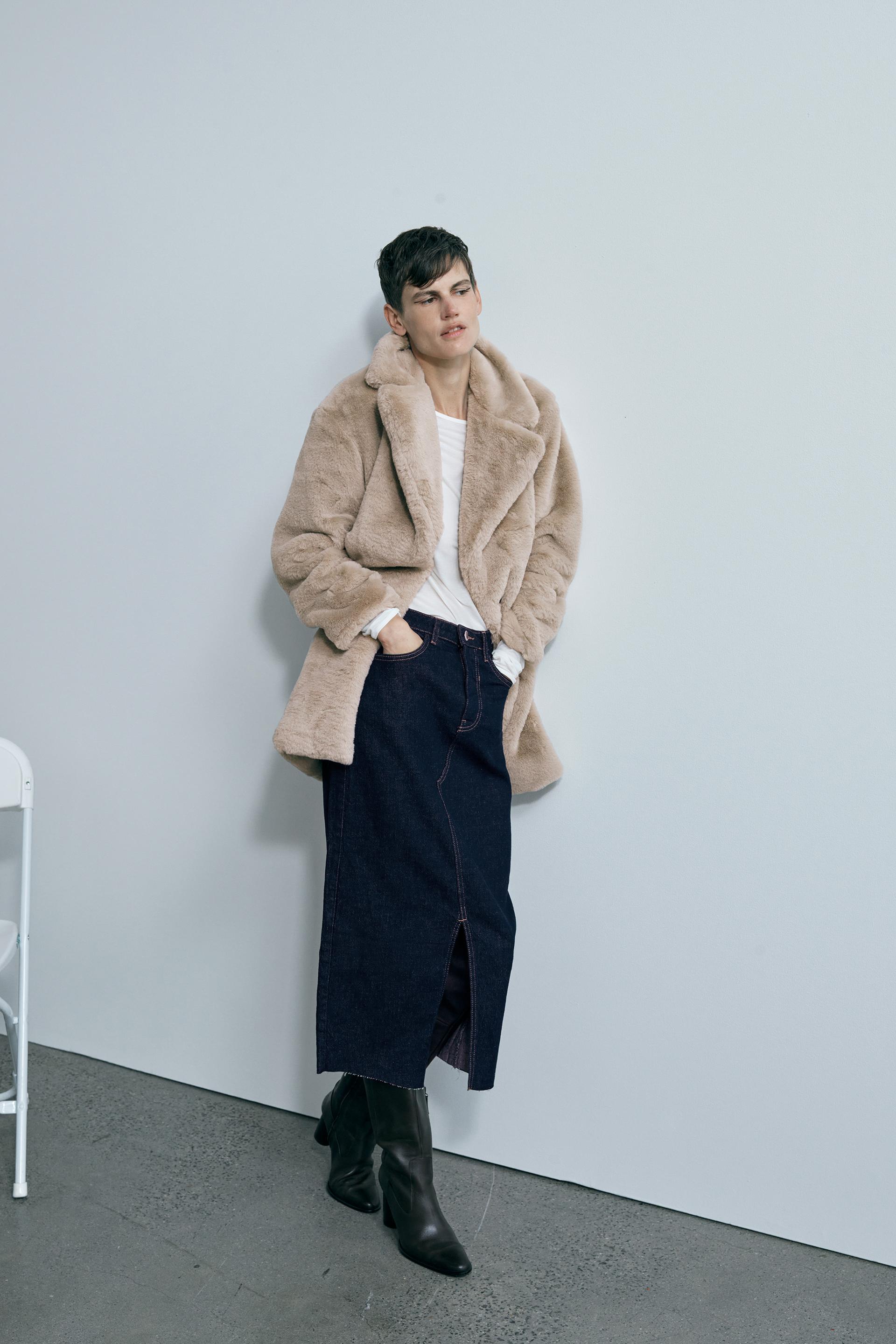 フェイクファーコート ベージュ Zara Japan 日本 フェイクファーコート ベージュ Zara Japan 日本