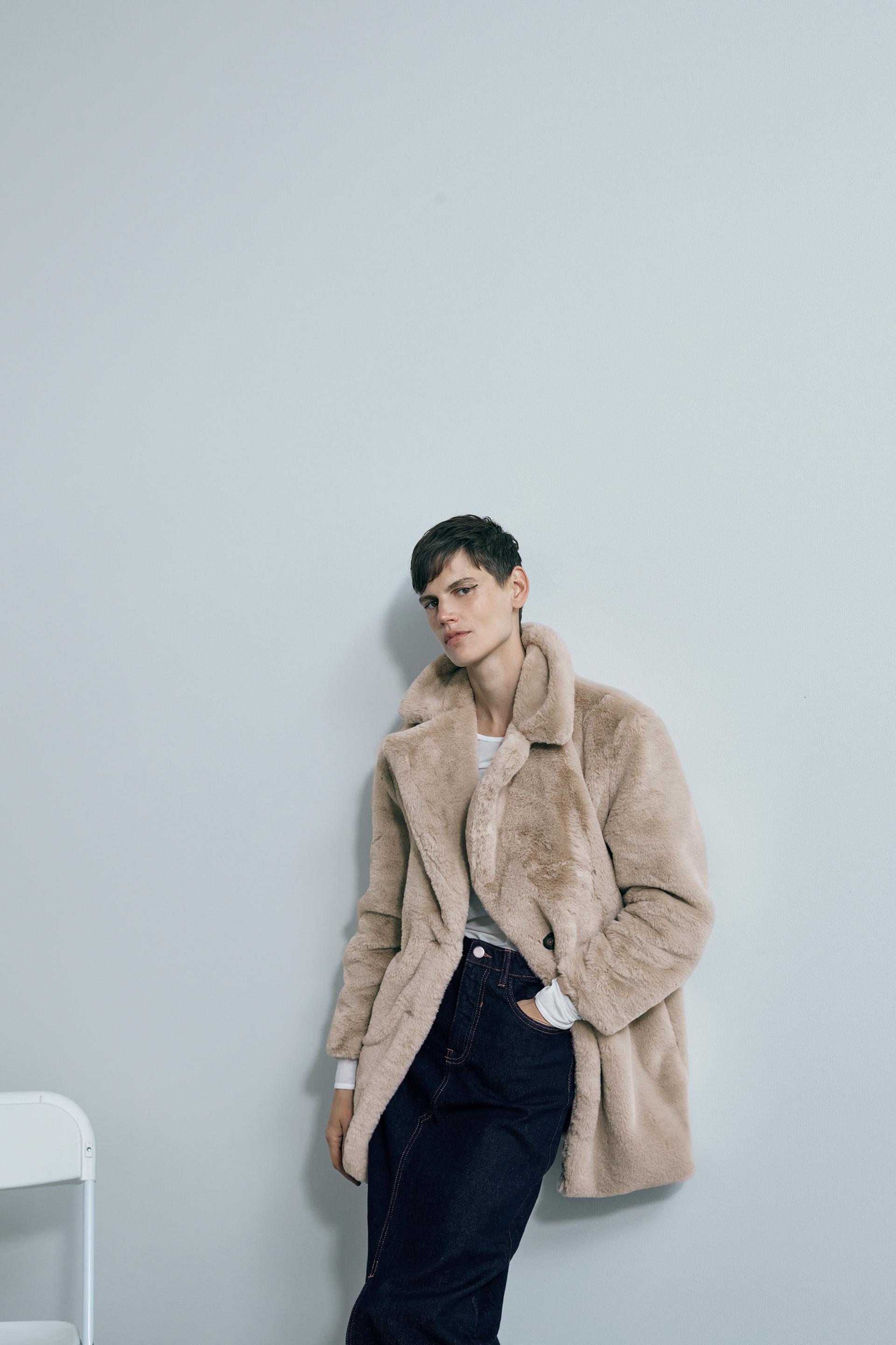 フェイクファーコート ベージュ Zara Japan 日本 フェイクファーコート ベージュ Zara Japan 日本