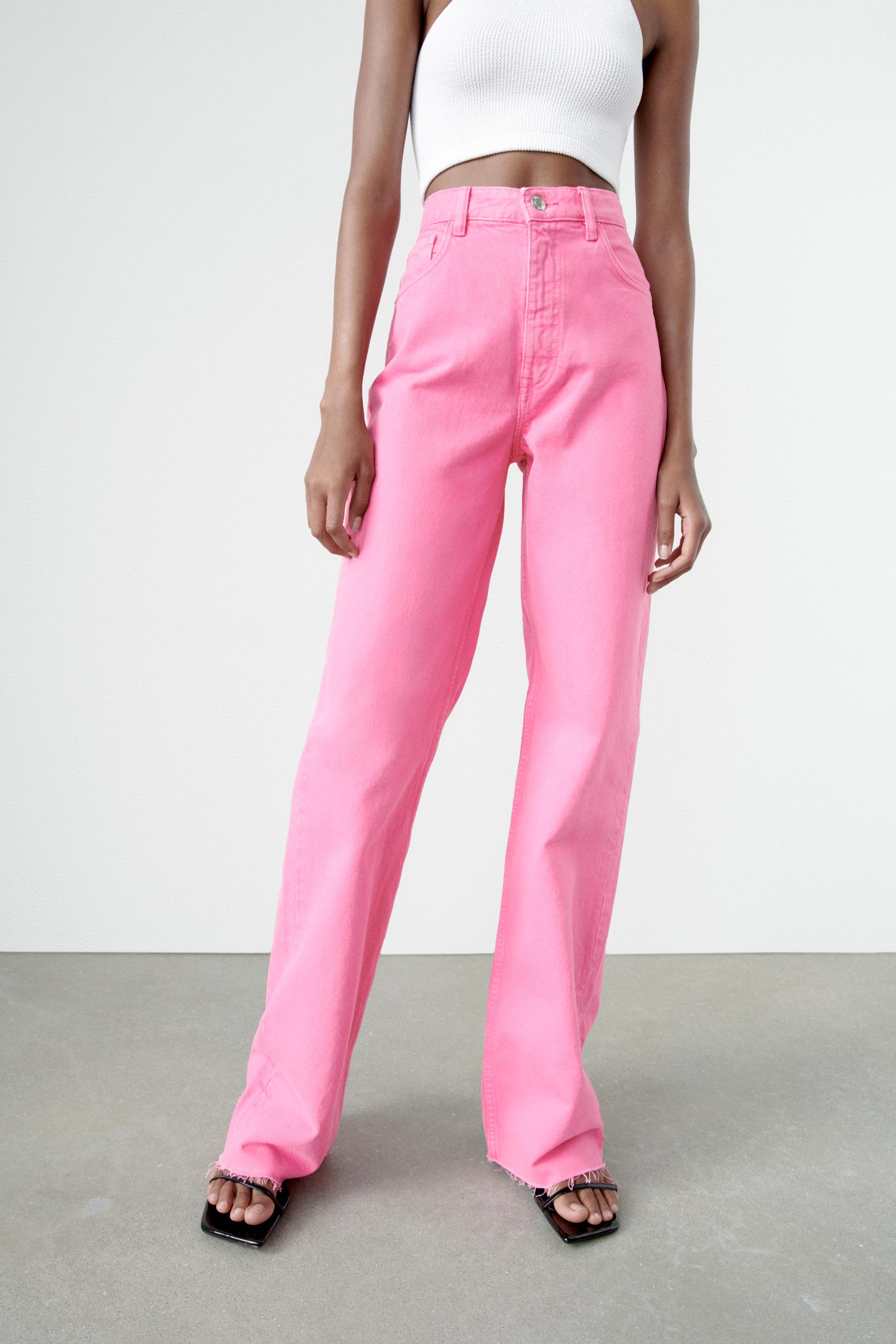 カラフル ワイドレッグ デニムパンツ チューインガムピンク Zara Japan 日本 カラフル ワイドレッグ デニムパンツ チューインガムピンク Zara Japan 日本