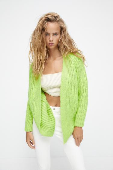 Mint green cardigan zara Sale